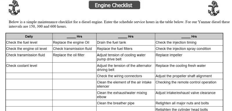 engine checklist