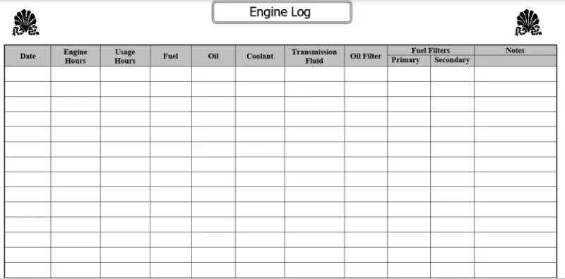 Boat Log - engine log page
