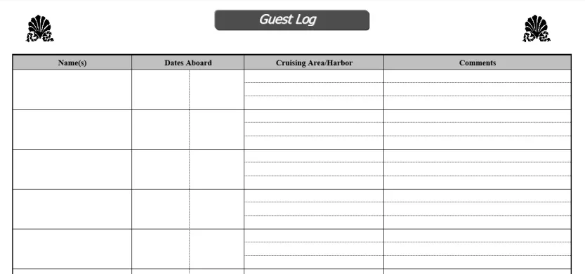 Boat log - Guest Log Page